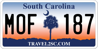 SC license plate MOF187