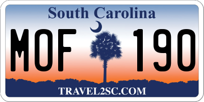 SC license plate MOF190