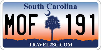 SC license plate MOF191