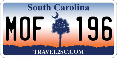 SC license plate MOF196