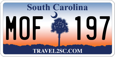 SC license plate MOF197