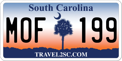 SC license plate MOF199
