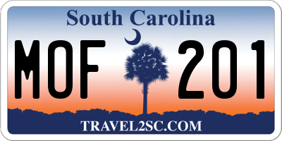 SC license plate MOF201