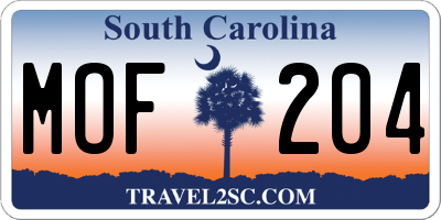 SC license plate MOF204