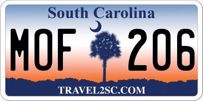 SC license plate MOF206