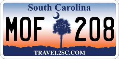 SC license plate MOF208