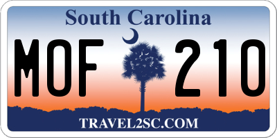 SC license plate MOF210