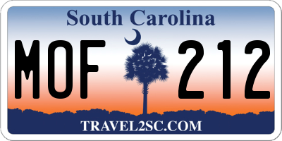 SC license plate MOF212