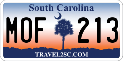 SC license plate MOF213