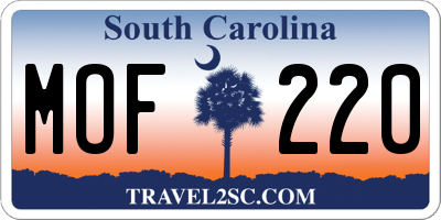 SC license plate MOF220