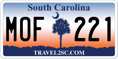 SC license plate MOF221