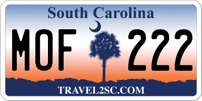 SC license plate MOF222