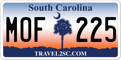 SC license plate MOF225