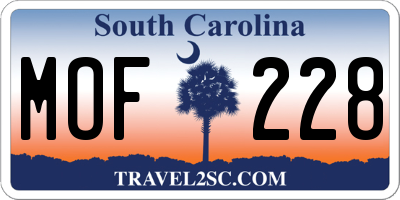 SC license plate MOF228