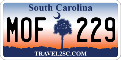 SC license plate MOF229