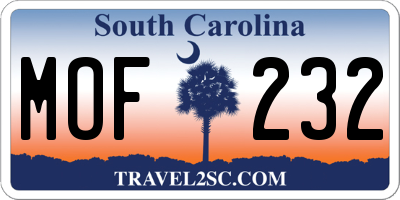 SC license plate MOF232