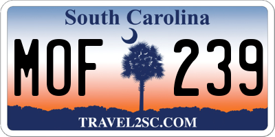 SC license plate MOF239