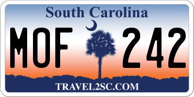 SC license plate MOF242