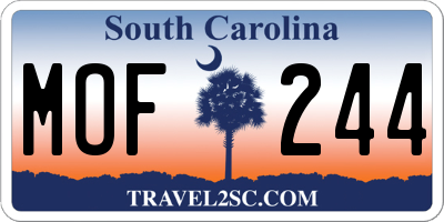 SC license plate MOF244