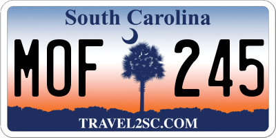 SC license plate MOF245