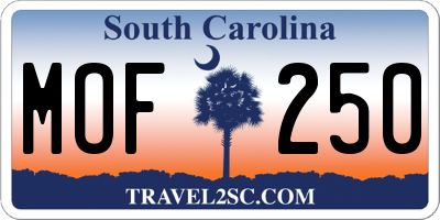 SC license plate MOF250