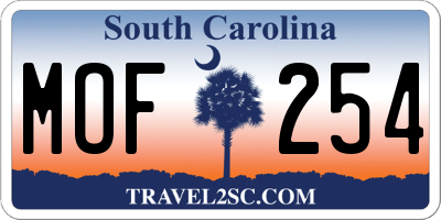 SC license plate MOF254