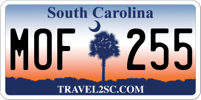SC license plate MOF255