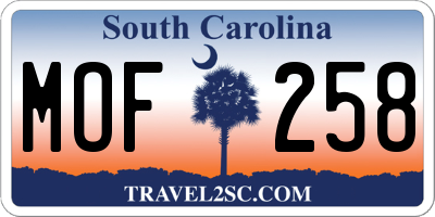 SC license plate MOF258