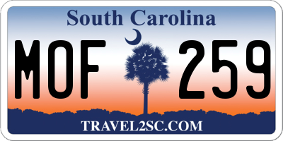 SC license plate MOF259