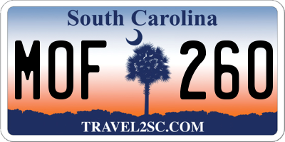SC license plate MOF260