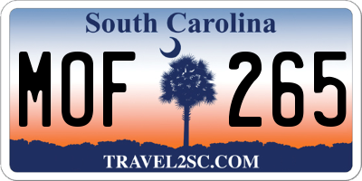 SC license plate MOF265