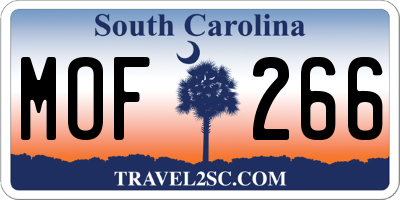 SC license plate MOF266