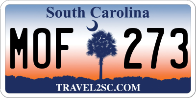 SC license plate MOF273