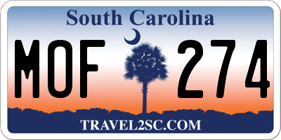 SC license plate MOF274