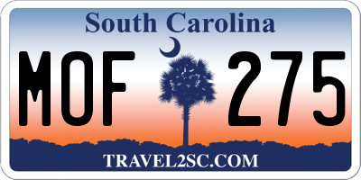 SC license plate MOF275