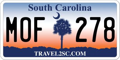 SC license plate MOF278