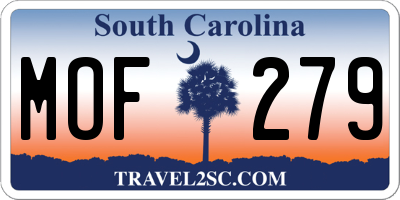 SC license plate MOF279