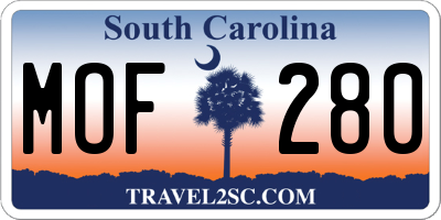 SC license plate MOF280