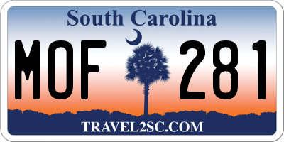 SC license plate MOF281