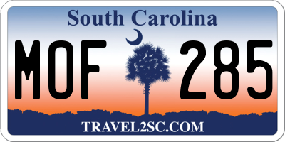 SC license plate MOF285