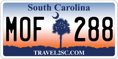 SC license plate MOF288