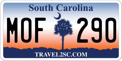 SC license plate MOF290