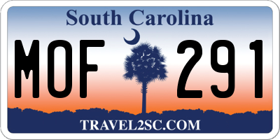 SC license plate MOF291