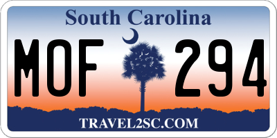 SC license plate MOF294