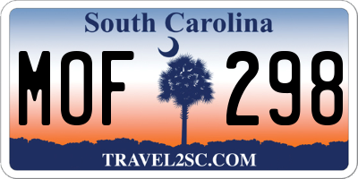 SC license plate MOF298