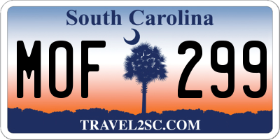 SC license plate MOF299