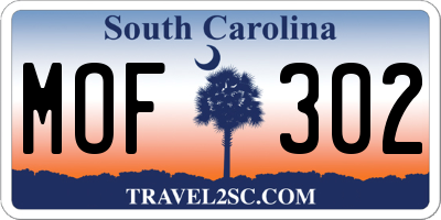 SC license plate MOF302