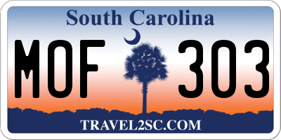 SC license plate MOF303