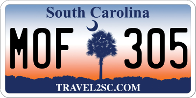 SC license plate MOF305