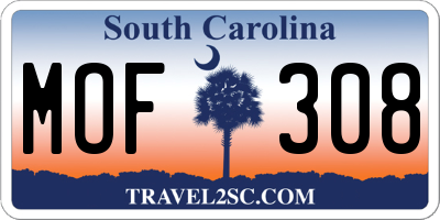 SC license plate MOF308